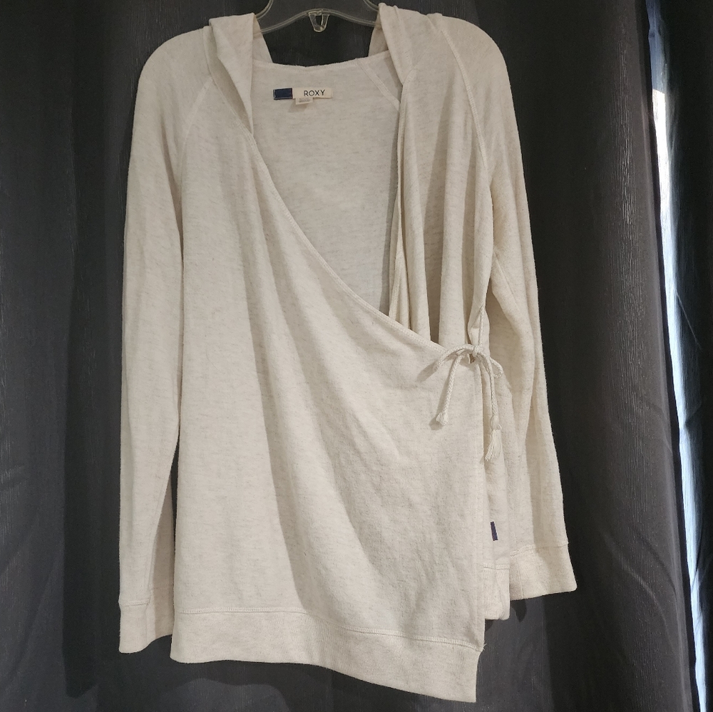 Women's Roxy Wrap Sweater Hoodie Cardigan Cream Small